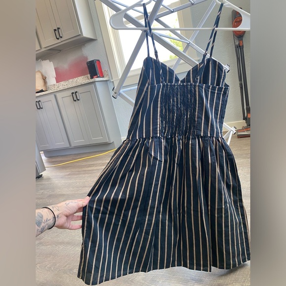 Stripped navy blue/red/cream color mini dress - Picture 2 of 4